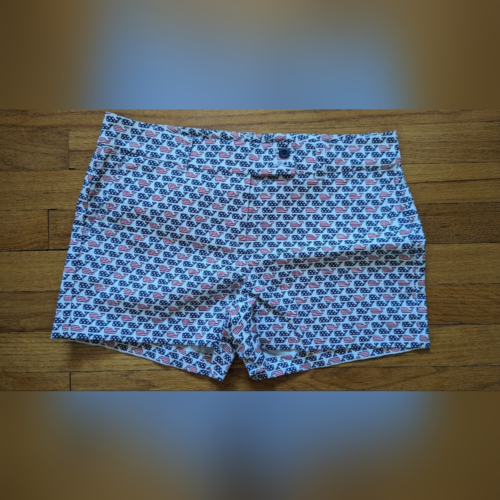 Vineyard Vines USA whale shorts red white and blue
